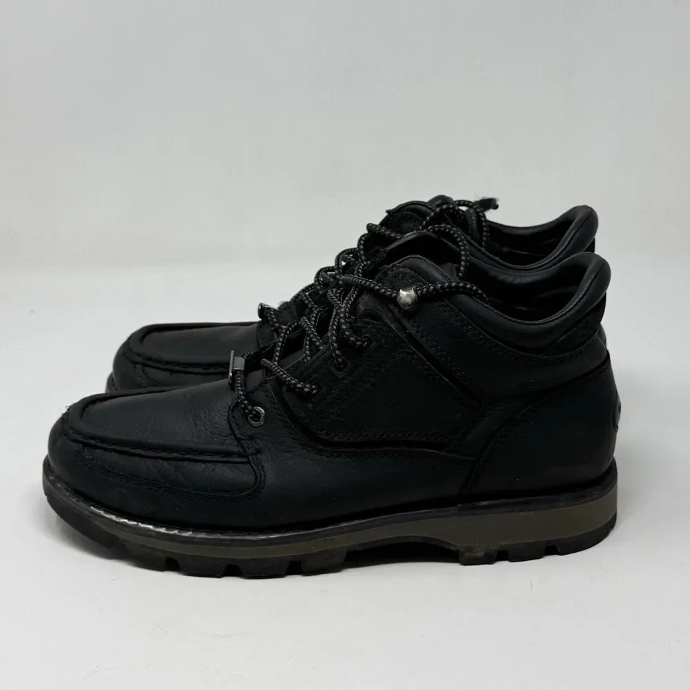 Rockport XCS Waterproof Chukka Boots Mens 8 W Wide Black Leather Preppy Gorpcore